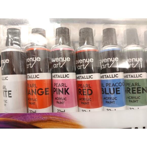 Artist Quality METALLIC Paint Set 12 Tubes Blends Easily Brilliant Non Toxic - Picture 8 of 14